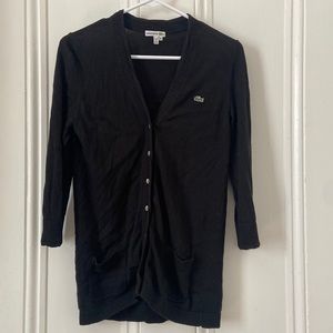 Black cotton and cashmere Lacoste Cardigan
